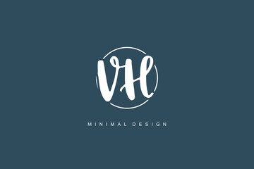 VH Initial handwriting or handwritten logo for identity. Logo with signature and hand drawn style.