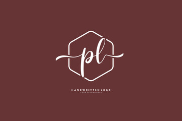 PL Initial handwriting or handwritten logo for identity. Logo with signature and hand drawn style.