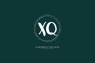 XQ Initial handwriting or handwritten logo for identity. Logo with signature and hand drawn style.