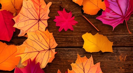 Naklejka na ściany i meble autumn landscape with bright colorful leaves.