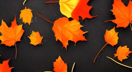 Red and orange autumn leaves background. Outdoor. Colorful background image of fallen autumn leaves perfect for seasonal use.