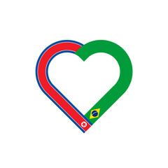 friendship concept. heart ribbon icon of north korea and brazil flags. vector illustration isolated on white background
