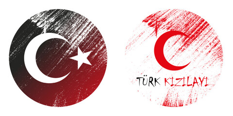 Turkish Red Crescent Association and Turkish Flag emblem. Abstract texture and special vector design. Suitable for all kinds of prints, posters, textil.