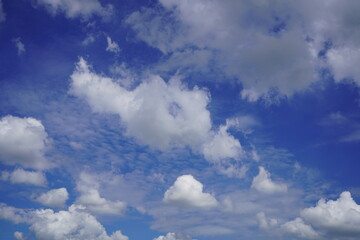 Fresh fluffy cloud sky after rain beautiful white and blue color on the day in rainy season tropical zone