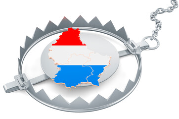 Luxembourg inside bear trap, 3D rendering