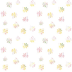 The background is floral watercolor seamless. Pink and yellow watercolor drawing. Picturesque texture. Template for printing on paper and fabrics.