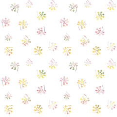 The background is floral watercolor seamless. Pink and yellow watercolor drawing. Picturesque texture. Template for printing on paper and fabrics.