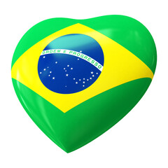 Fototapeta premium Heart country flag Brazil 3d