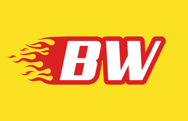 BW or B W fire logo vector design template. Speed flame icon letter for your project, company or application.