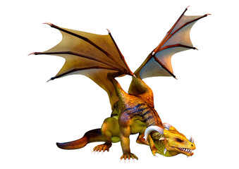 Fototapeta premium 3D Rendering Fairy Tale Dragon on White