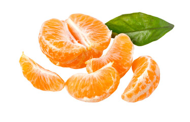 Tangerine on transparent background,