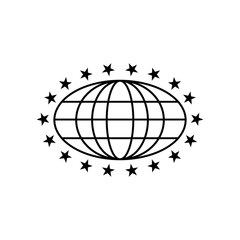 oval globe with star icon logo design vector illustration.