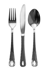 Fork, knife, spoon.