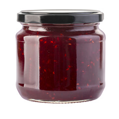 Strawberry jam jar isolated