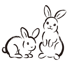 卯年年賀状_うさぎの線画イラスト_08