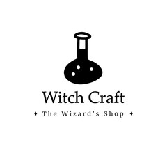 Line doodle black potion logo for wizard shop isolated on white background
