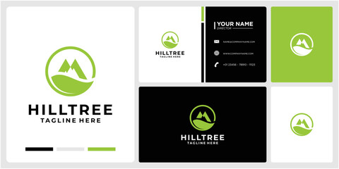 LOGO DESIGN COMBINATION TREE AND HILL ABSTRACT 3