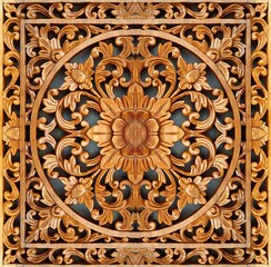 wooden floral pattern carving panel