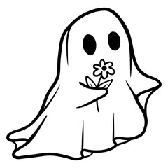 Retro Ghost Halloween design t-shirt design. Cute cartoon. vintage vector illustration