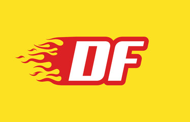DF or D F fire logo vector design template. Speed flame icon letter for your project, company or application.