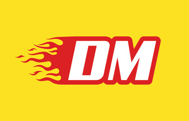 DM or D M fire logo vector design template. Speed flame icon letter for your project, company or application.