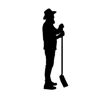 recommend clip art: Farmer Using Shovel Silhouette