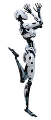 3D Rendering Female Robot on White