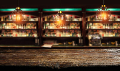 Desk of free space and bar background 