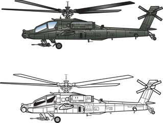 vector illustration of  Military style attack helicopter © Armi1961