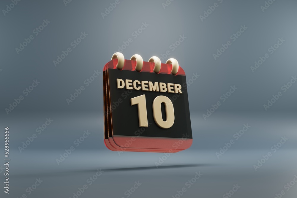 Aufkleber standing black and red month lined desk calendar with date december 10. modern design with golden el