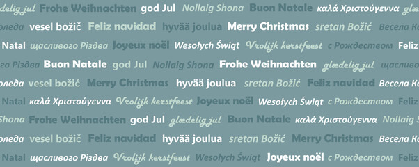 merry christmas greeting card banner in different languages © krissikunterbunt