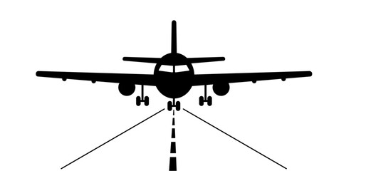 landing or soaring air plane line path. Take Off airplane, flight route with start point. Vector aircraft sign. Location pointer. Tracking, vacation, holliday. Travel pointer navigation. Tourism.  - obrazy, fototapety, plakaty