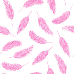 Cute seamless pattern with pink flamingo feathers