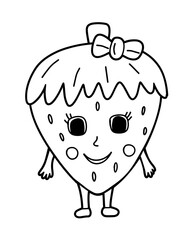 Coloring page with funny strawberry