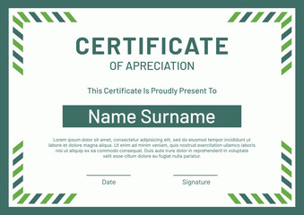 Certificate template design with green flat design