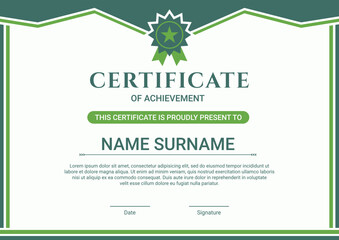 Certificate template design with green flat design