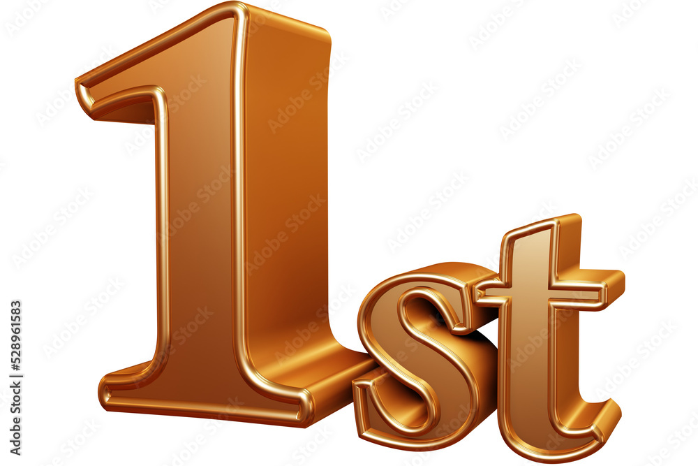 Wall mural 1st golden 3d text rendering