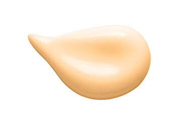 A sample of brown foundation or sunscreen. Isolated on a white background