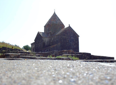 Armenia, Gegharkunik region, Sevanavank Monastery located on the Sevan Peninsula on the shore of Lake Sevan, Tourists visit