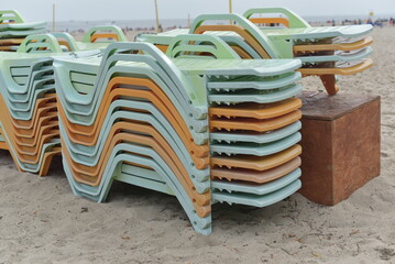 Lots of sunbeds on the beach