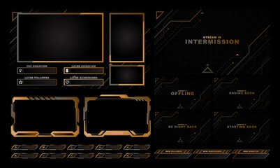 twitch Stream Facecam OBS Template Brown Game frame overlay design Pack.