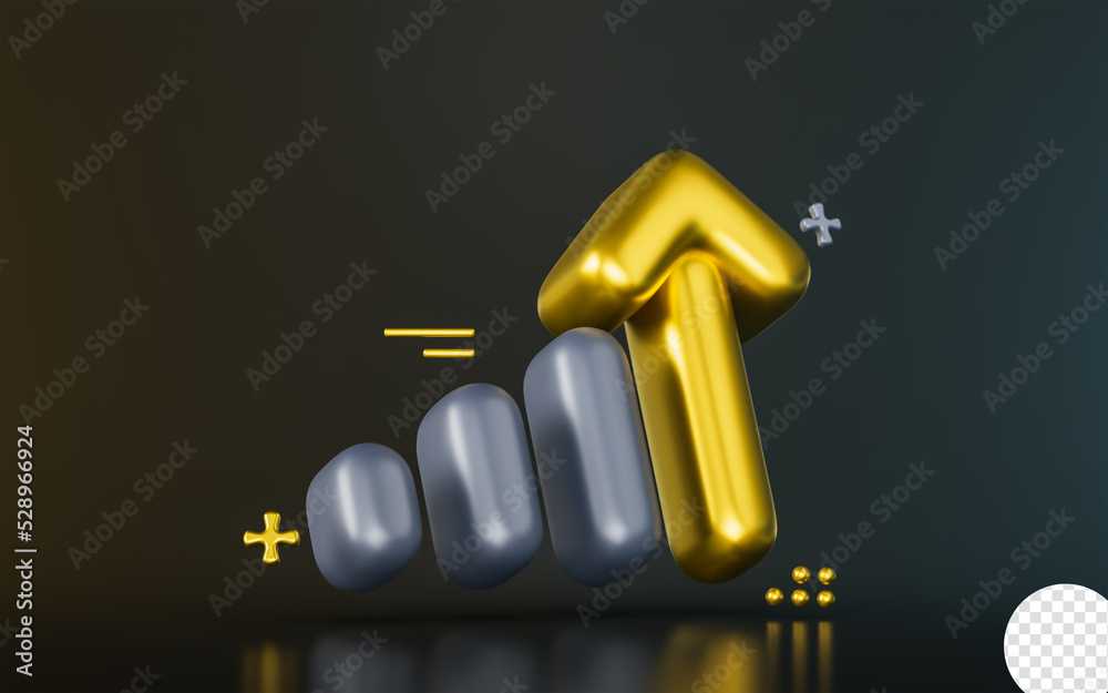 Wall mural business line chart bar sign on dark background 3d render concept for financial data progress