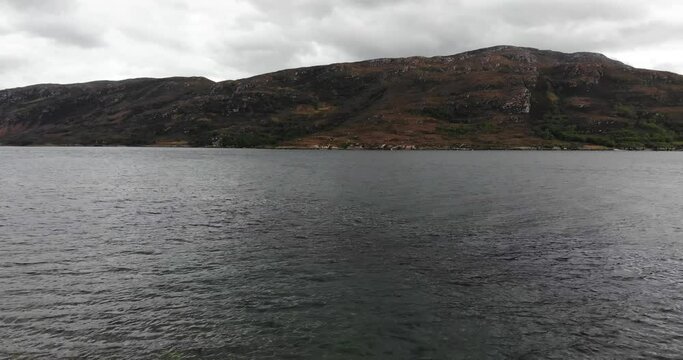 Aerial view of rural areas in the Scottish Highlands near Ullapool