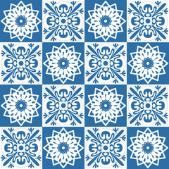 Azulejo retro pattern tiles for wall and floor decoration design, vector illustration