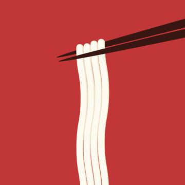 Udon noodles vector. White noodles. Japanese udon noodles.