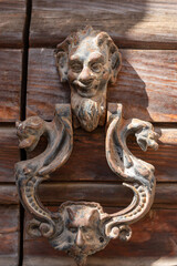 Italian metal (brass) doorknob with a strange, scary face