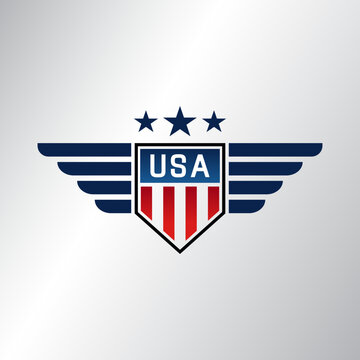 USA Shield Wing Logo Icon Vector