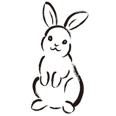 卯年年賀状_うさぎの線画イラスト_04