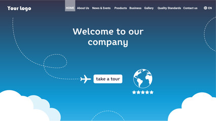 Website template design. Page design for a website. Time to travel. UI/UX design