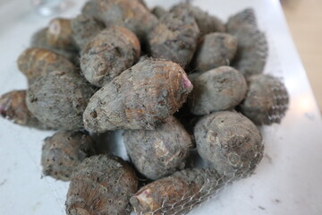 uncooked fresh taro design for food background